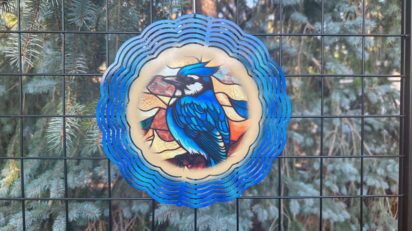 Blue Jay Wind Spinner, 10' Inch 3d Wind Spinner, Bird Lover Gift