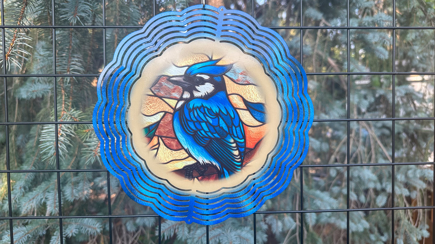 Blue Jay Wind Spinner, 10' Inch 3d Wind Spinner, Bird Lover Gift