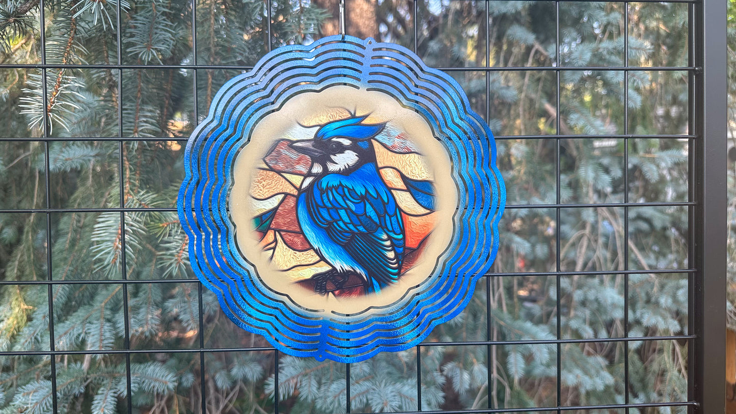 Blue Jay Wind Spinner, 10' Inch 3d Wind Spinner, Bird Lover Gift