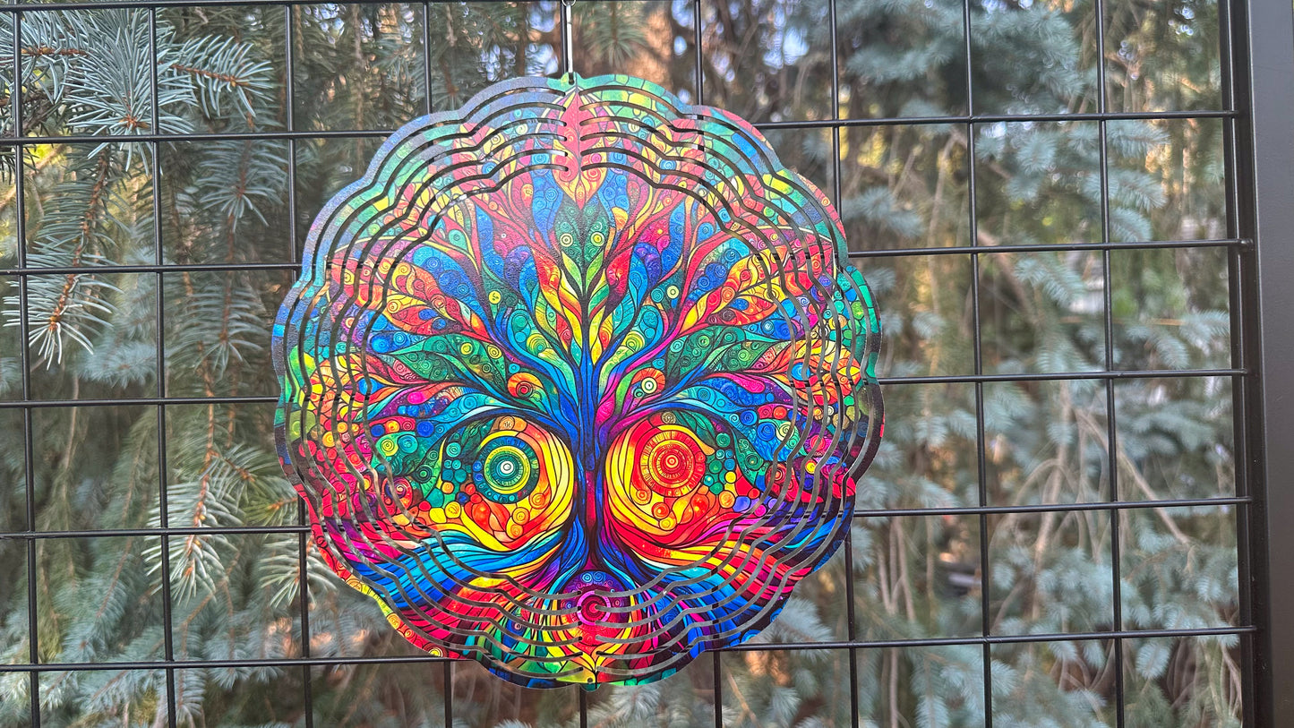 Rainbow Tree of Life Wind Spinner, 10' Inch 3d Wind Spinner, Colorful Wind Spinner,