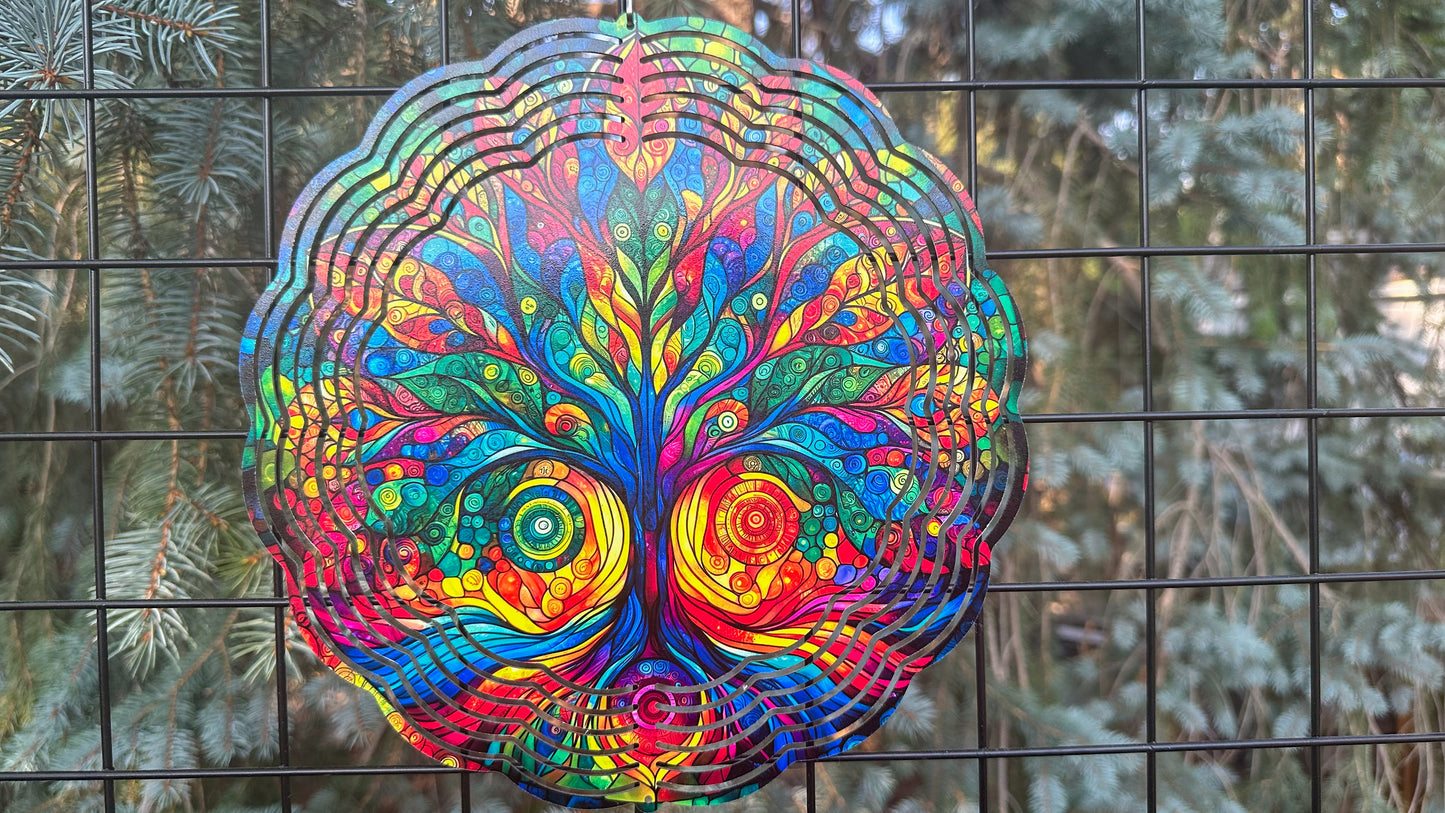 Rainbow Tree of Life Wind Spinner, 10' Inch 3d Wind Spinner, Colorful Wind Spinner,