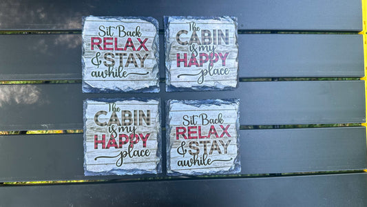 The Cabin is my happy place coaster set