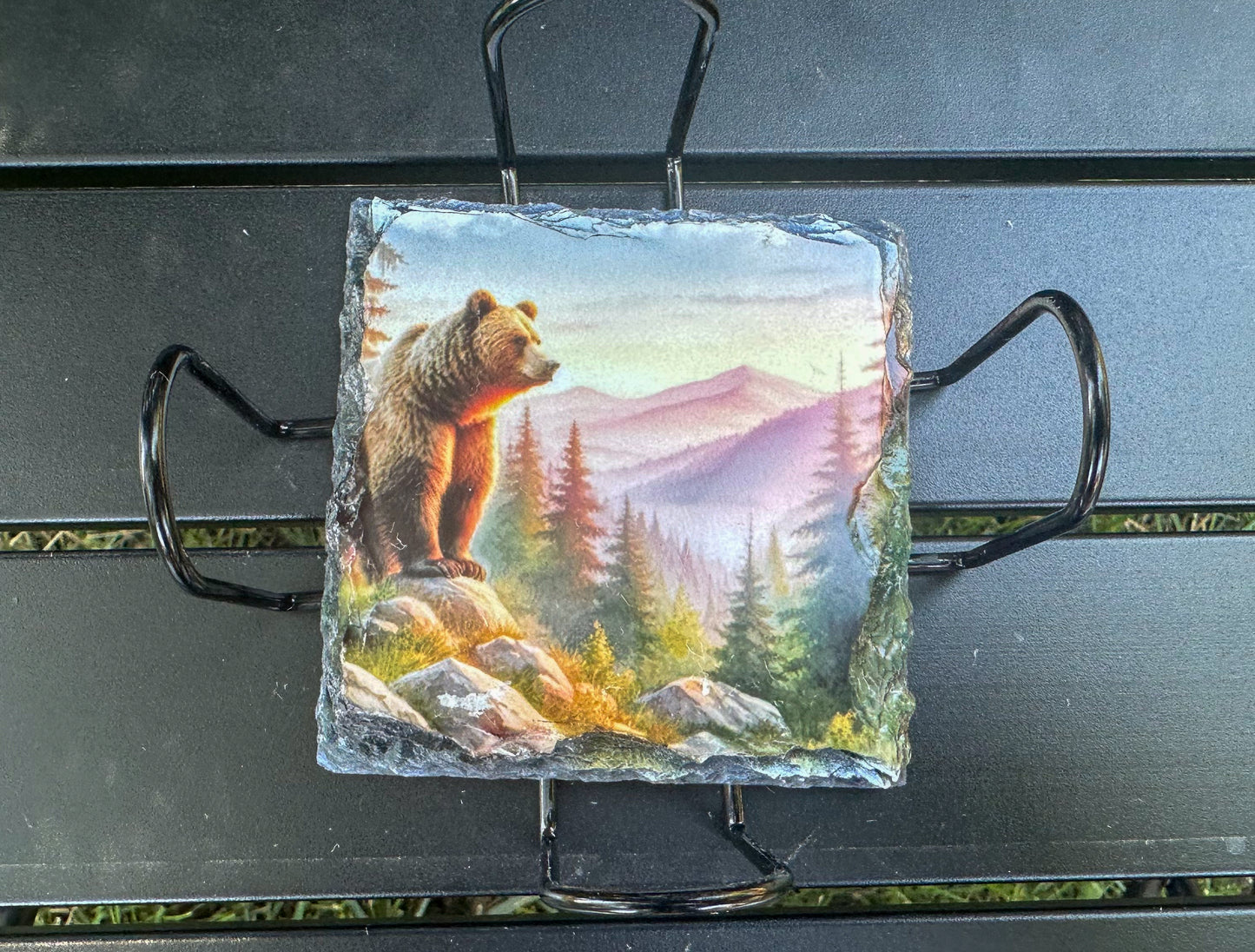 Bear Sunset Coaster Set, Slate Coaster Set of 4, Bear Lover Gift