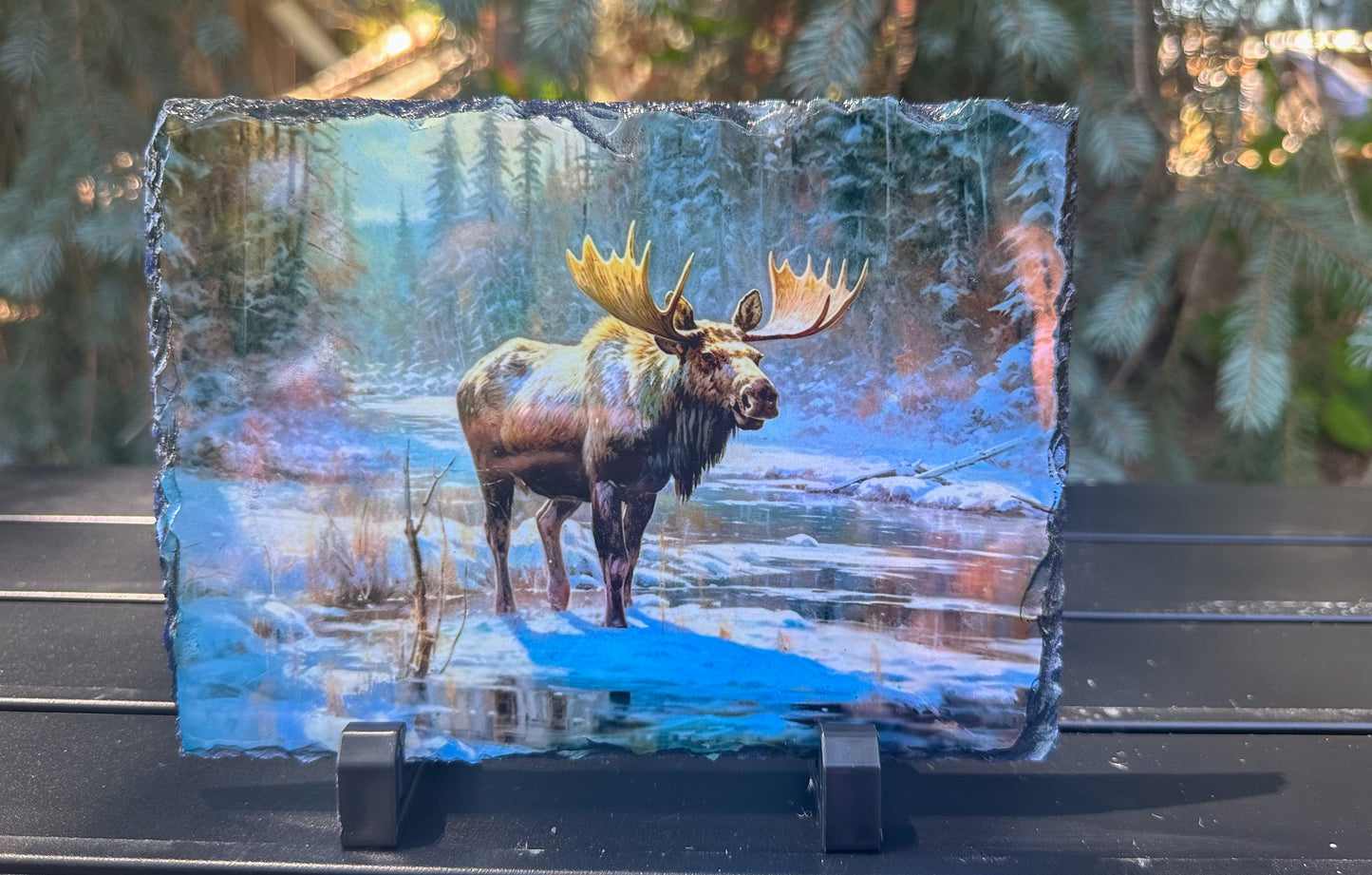 Moose in the Winter Slate, Decorative Plaques, Outdoorsy Gifts