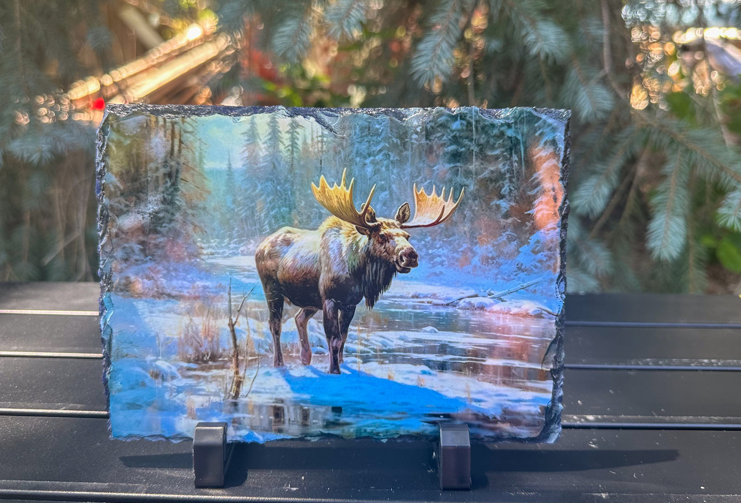 Moose in the Winter Slate, Decorative Plaques, Outdoorsy Gifts