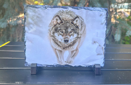 Wolf On A Mission Decorative Plaque, Wolf Slate, Wolf Lover Gift