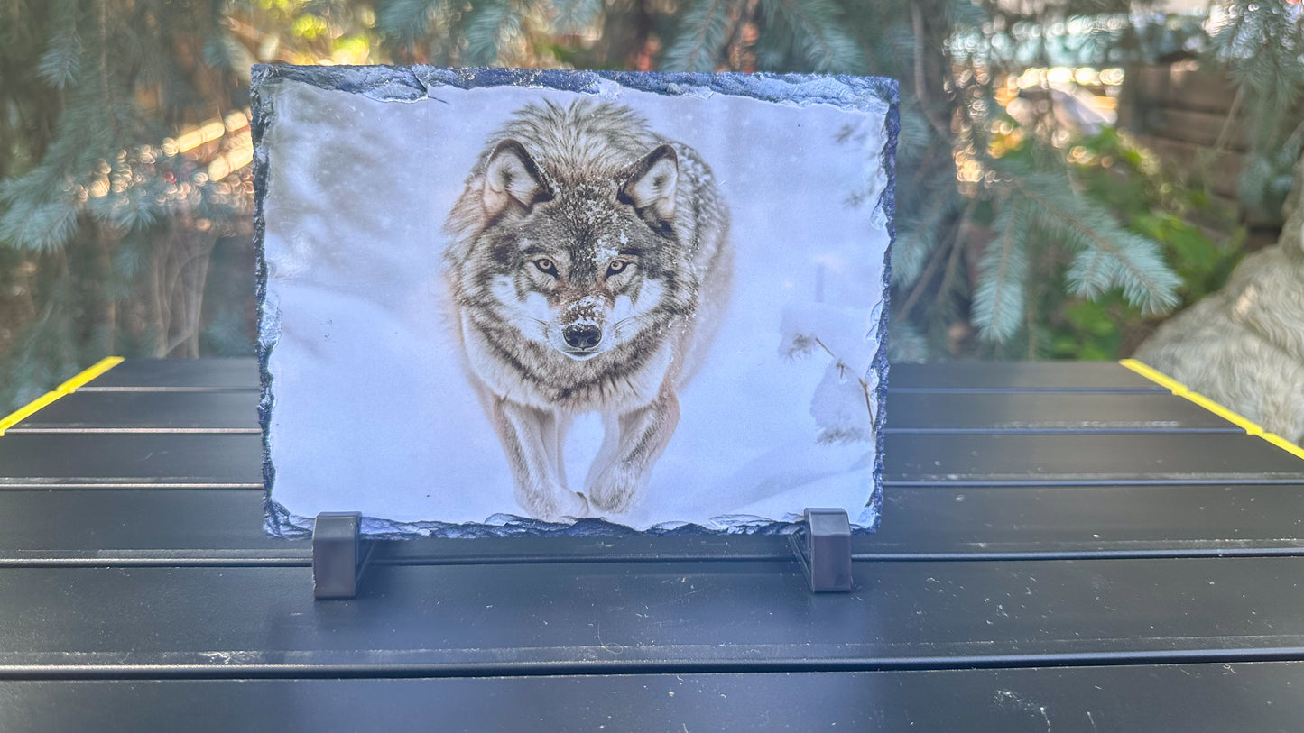 Wolf On A Mission Decorative Plaque, Wolf Slate, Wolf Lover Gift