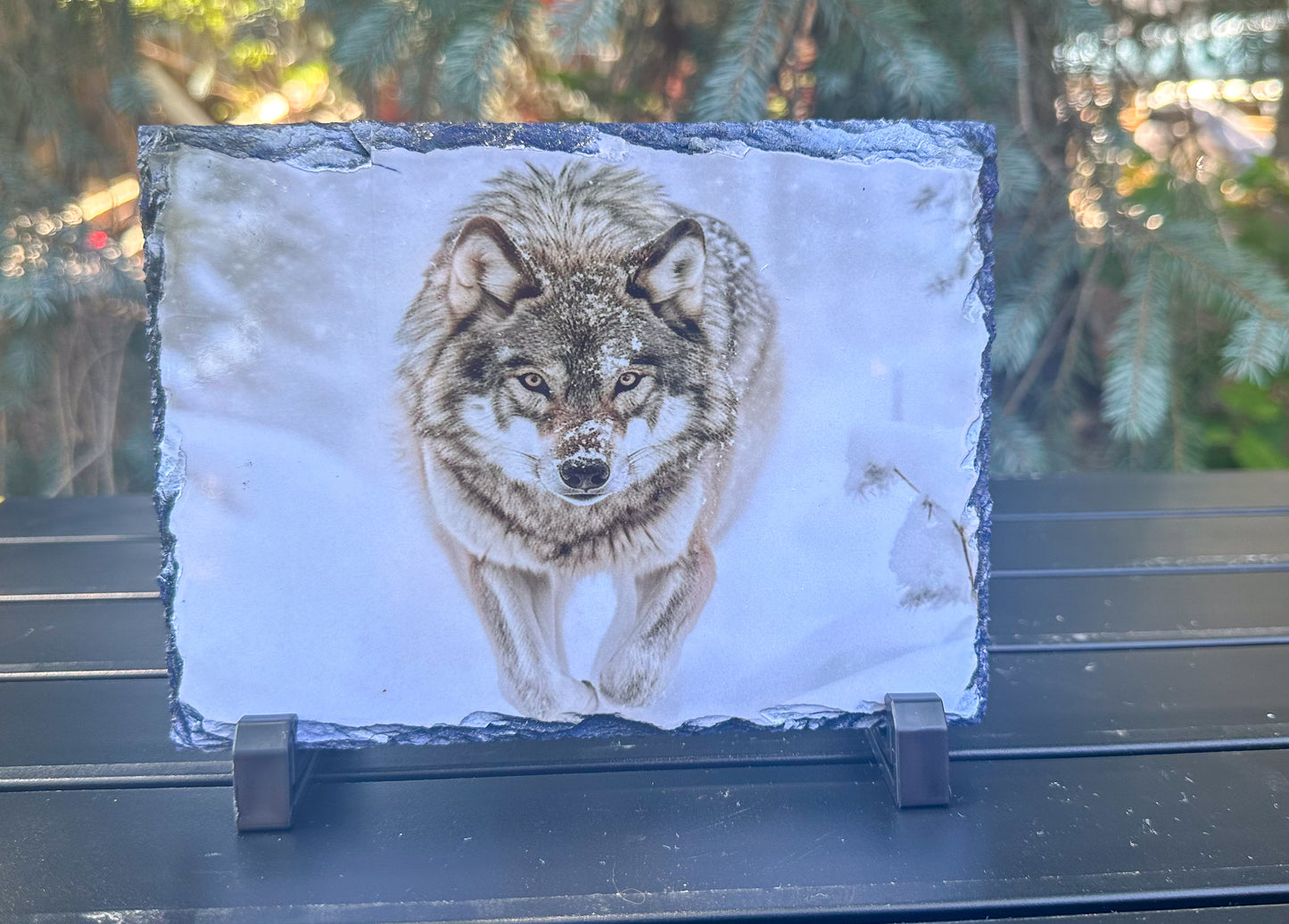 Wolf On A Mission Decorative Plaque, Wolf Slate, Wolf Lover Gift