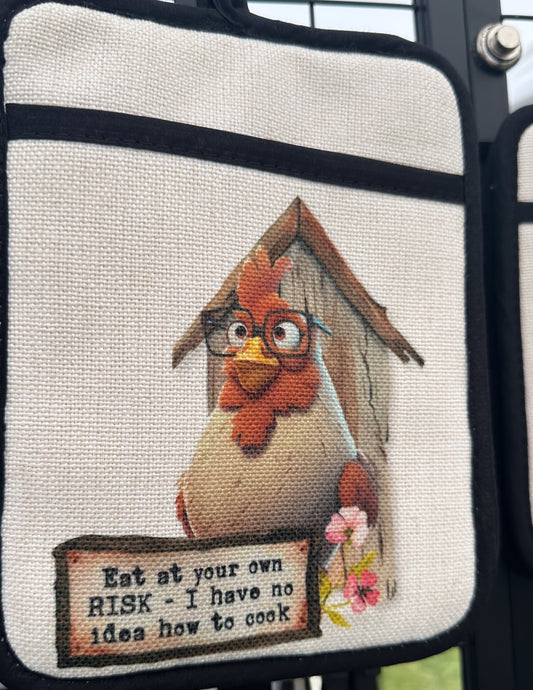 Funny Chicken Oven Mitt, Farmhouse Decor, Sarcastic Chicken Oven Mitt