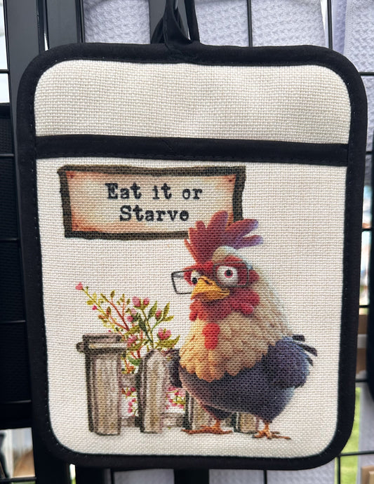 Farmhouse Decor, Funny Chicken Oven Mitt