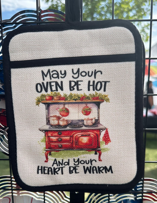 May Your Oven Be Hot and Your Heart Be Warm Oven Mitt, Kitchen Decor for Mom, Christmas Gifts for Mother