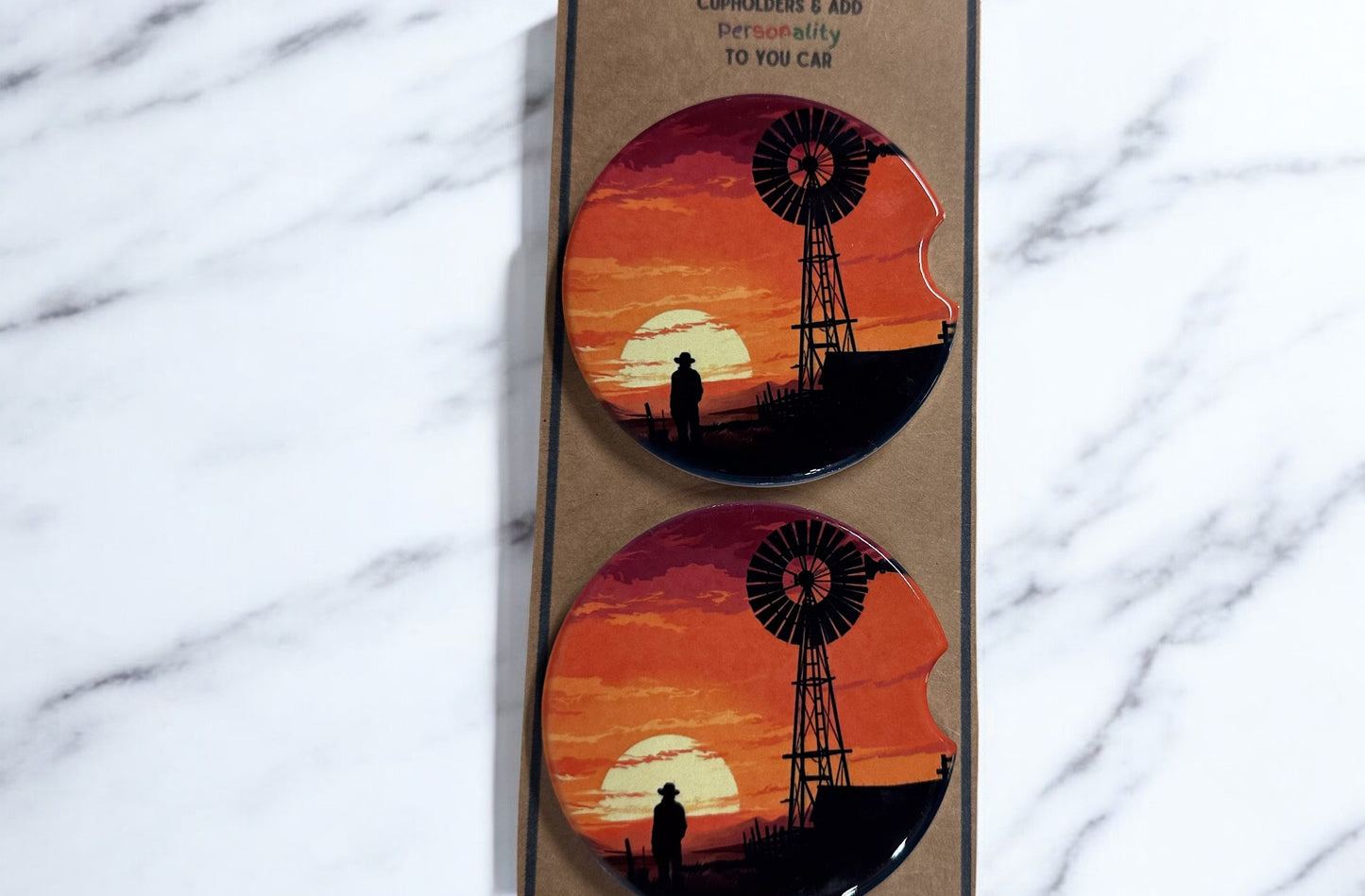 Farmer Car Coaster Set, Stocking Stuffer for Farmboy, Car Acc