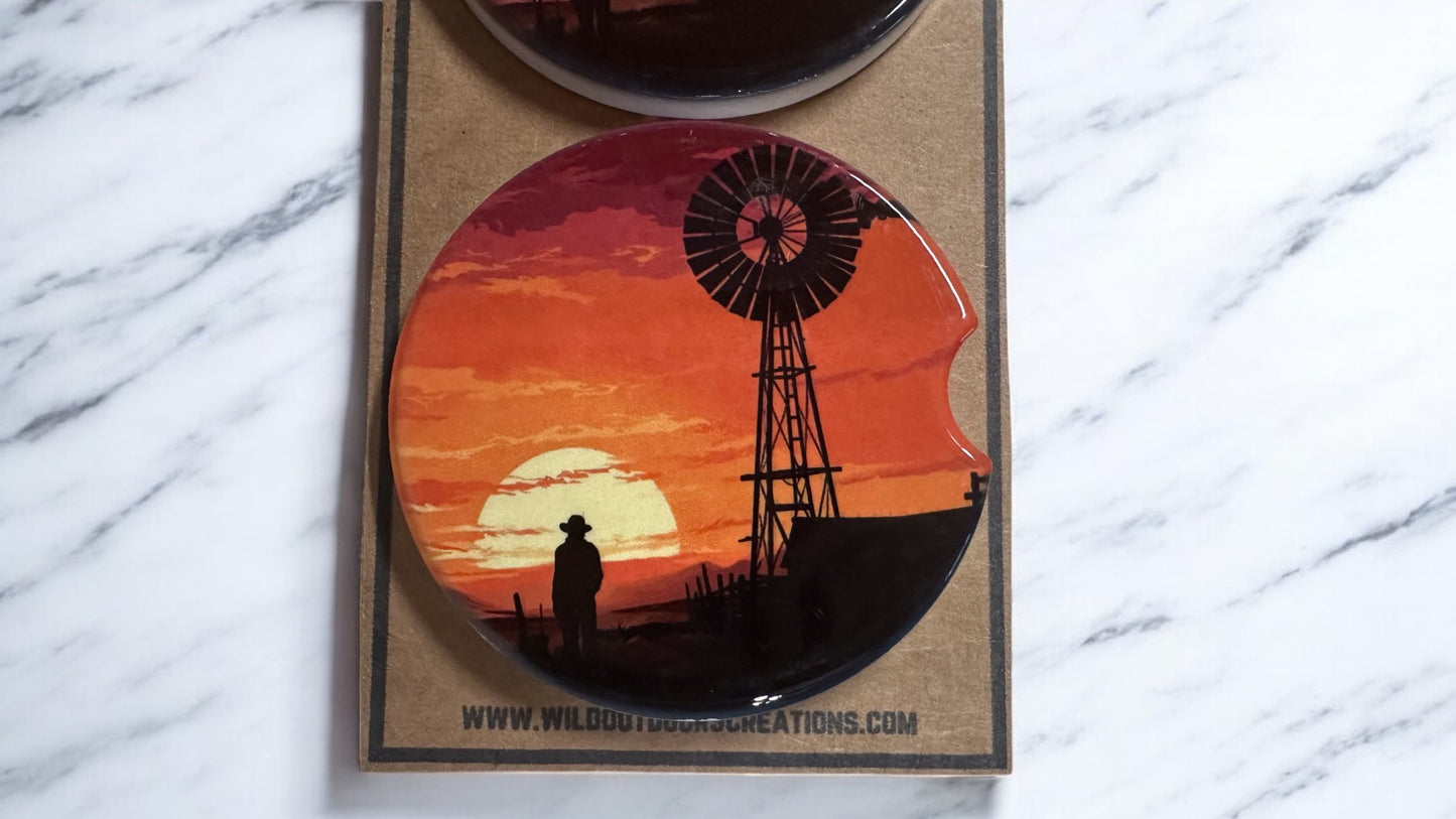 Farmer Car Coaster Set, Stocking Stuffer for Farmboy, Car Acc