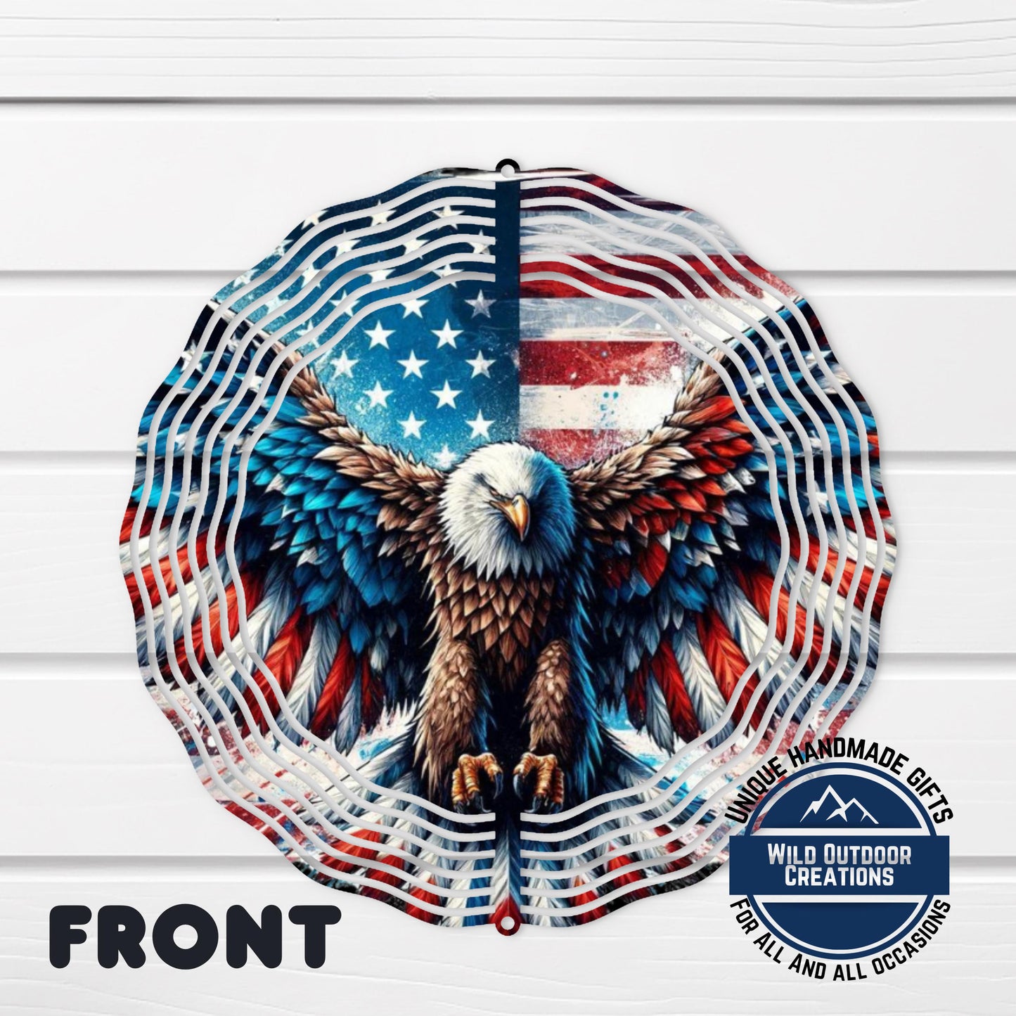 American Eagle Wind Spinner - Double Sided Aluminum Outdoor Spinner for Patriotic Garden Decor