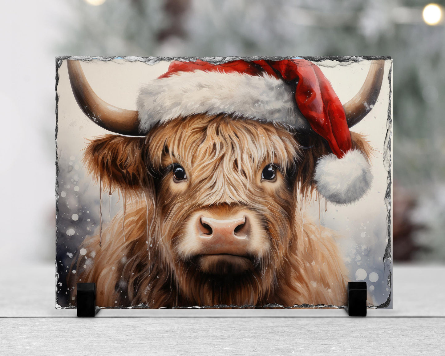 Highland Cow Slate Sign - Rustic Farmhouse Christmas Decor for Holiday Cheer