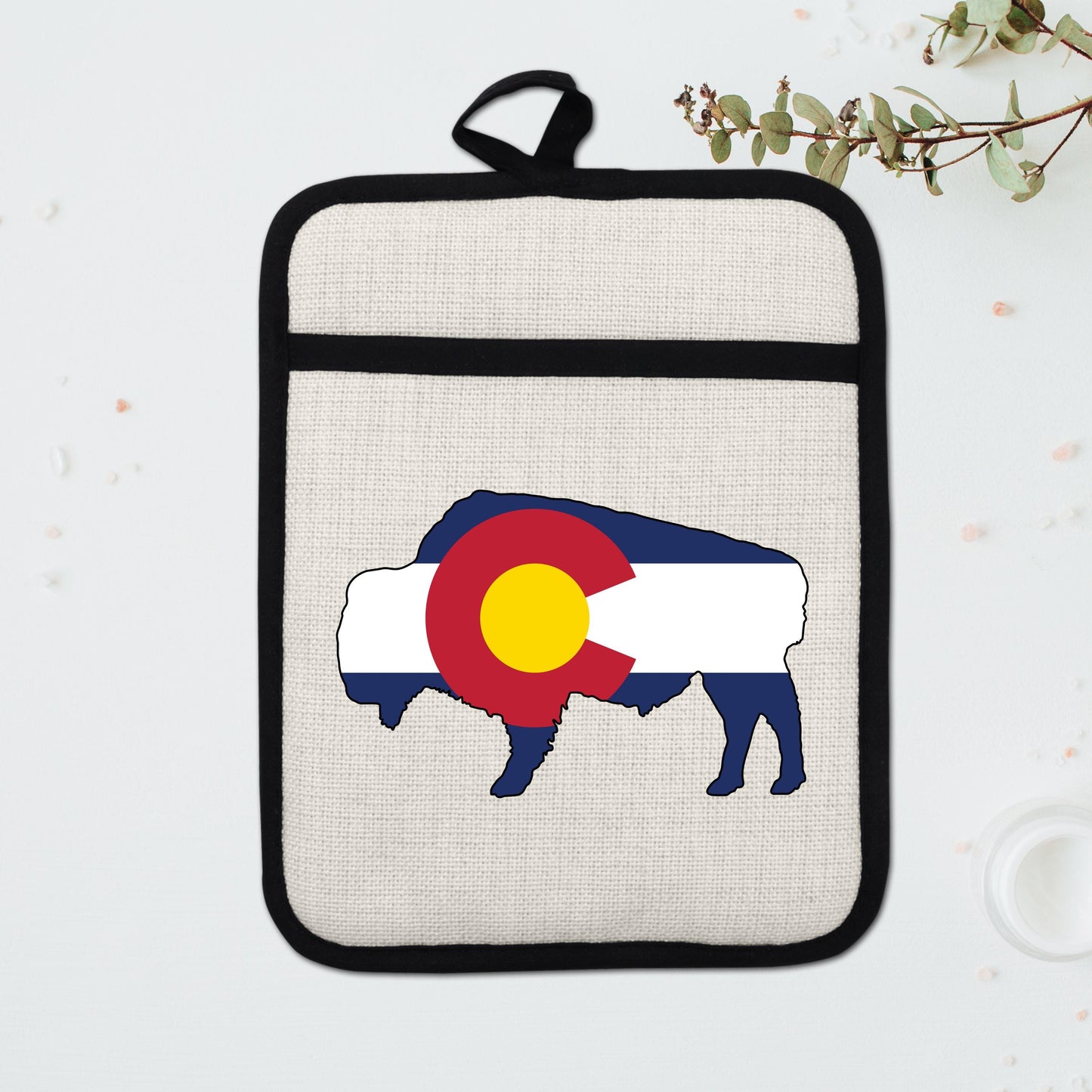 Bison Pot Holder – Colorado Pot Holder With Linen & Silicone, Heat Resistant Trivet