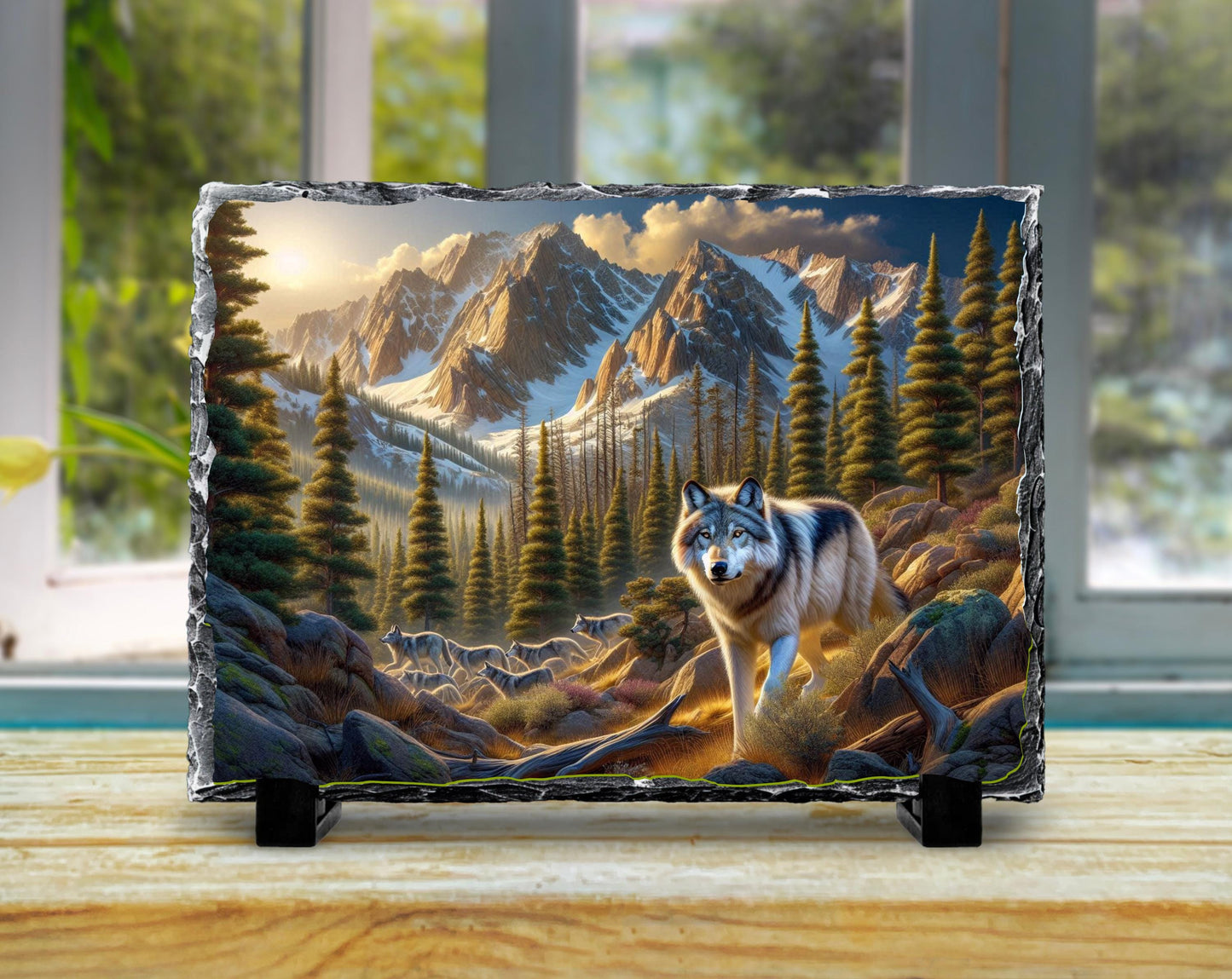 Wolf Stone Plaque - Rustic Slate Artwork | Wildlife Wall Art Gift