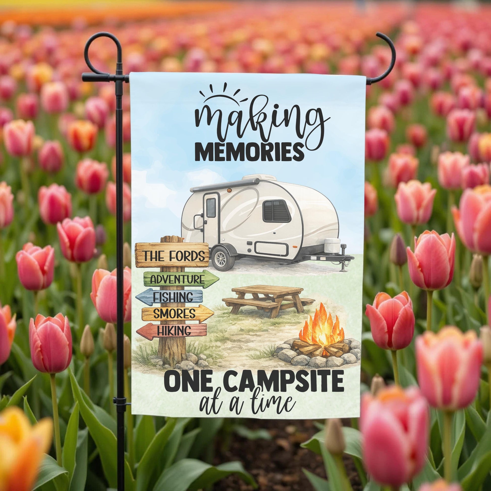 Personalized Garden Flag - Custom Camping Flag 12x18 Teardrop Camper Outdoor Decor - full product view