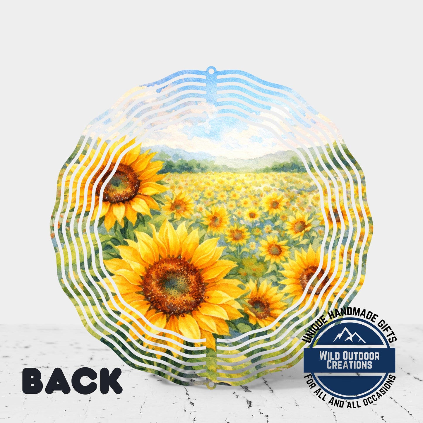 Sunflower Wind Spinner - Double Sided Aluminum Garden Spinner, 10 Inch Patio Hanging Decor