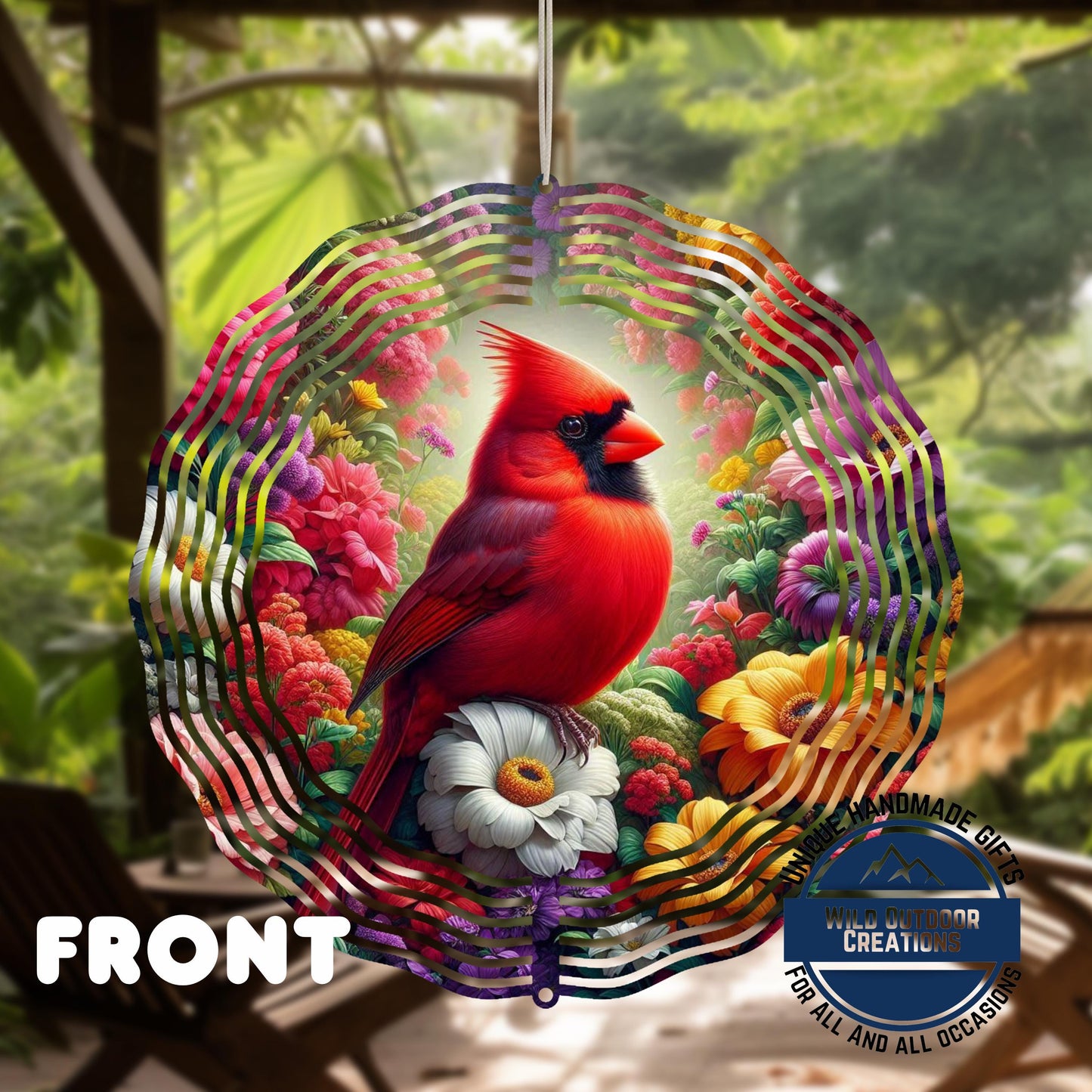 Cardinal Wind Spinner – 10 Inch Outdoor Garden Decor with Vibrant Red Bird & 360 Swivel Hook