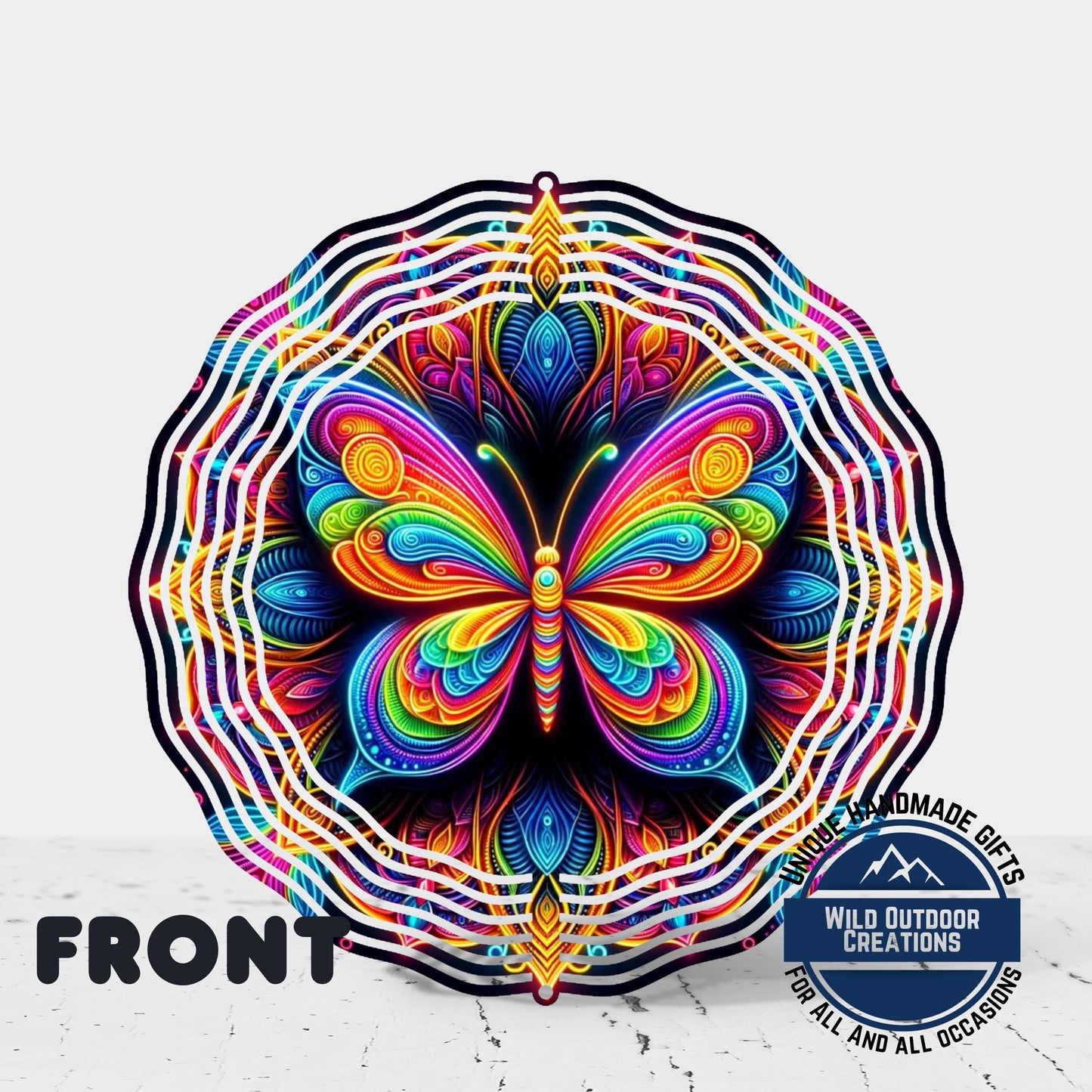 Butterfly Wind Spinner - Neon Rainbow Outdoor Garden Decor with 360° Swivel Hook