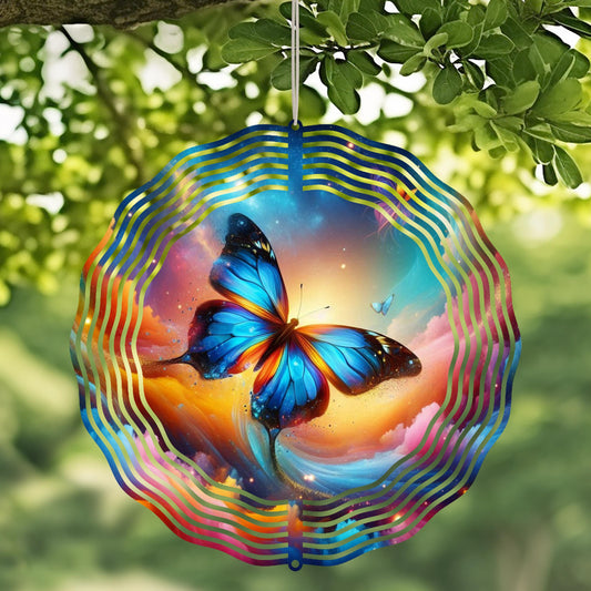 Butterfly Wind Spinner Whimsical Metal Yard Art  Sunlight Catcher for Outdoor Decor