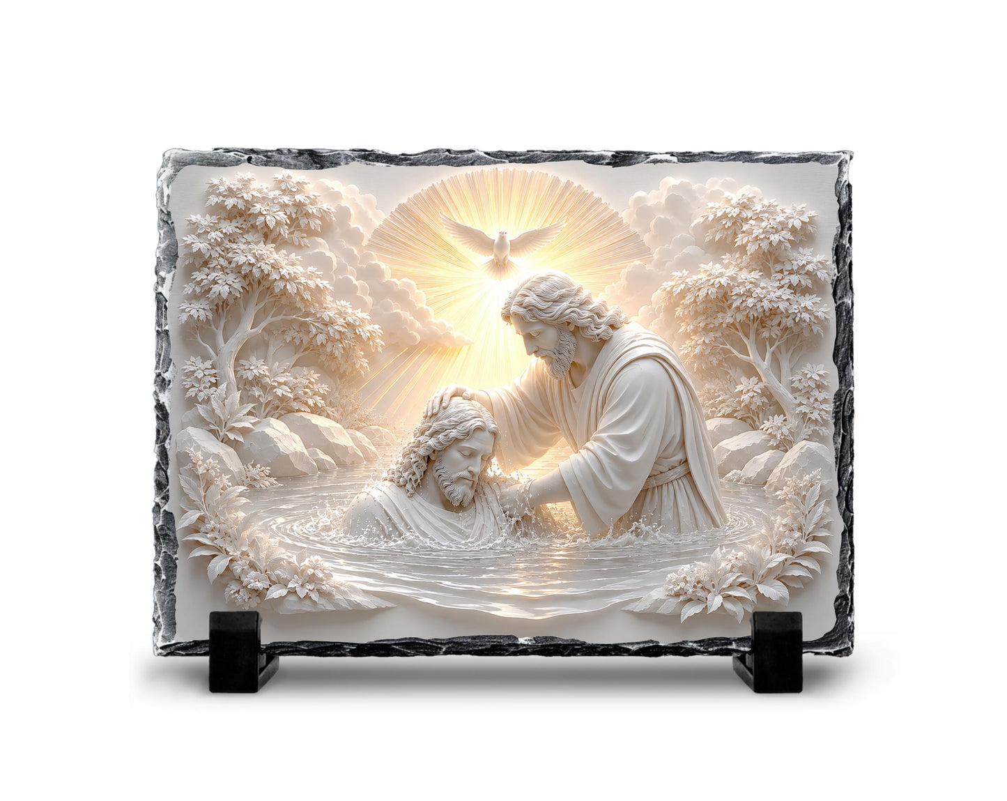 Baptism of Jesus Slate Plaque, John the Baptist Religious Decor, Christian Baptism Gift