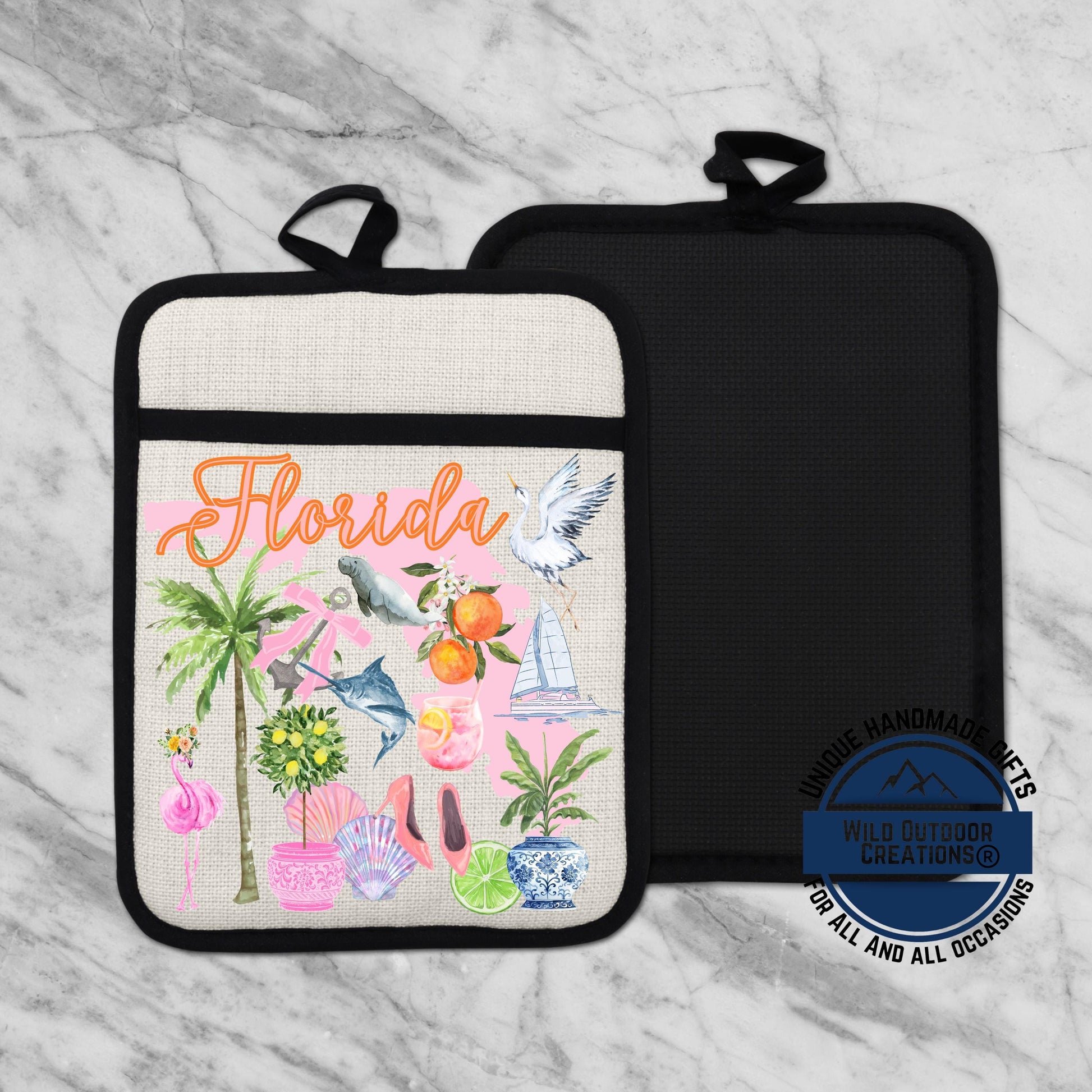 Florida Pot Holder – Non Slip Silicone Pocket Potholder | Coastal Kitchen Gift - scale and size reference