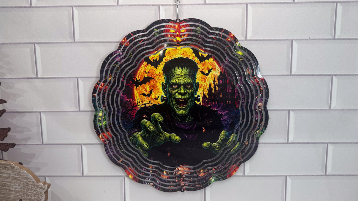 Monster Wind Spinner, 10 Inch Halloween Porch Décor | 360 Swivel | Indoor Outdoor Display