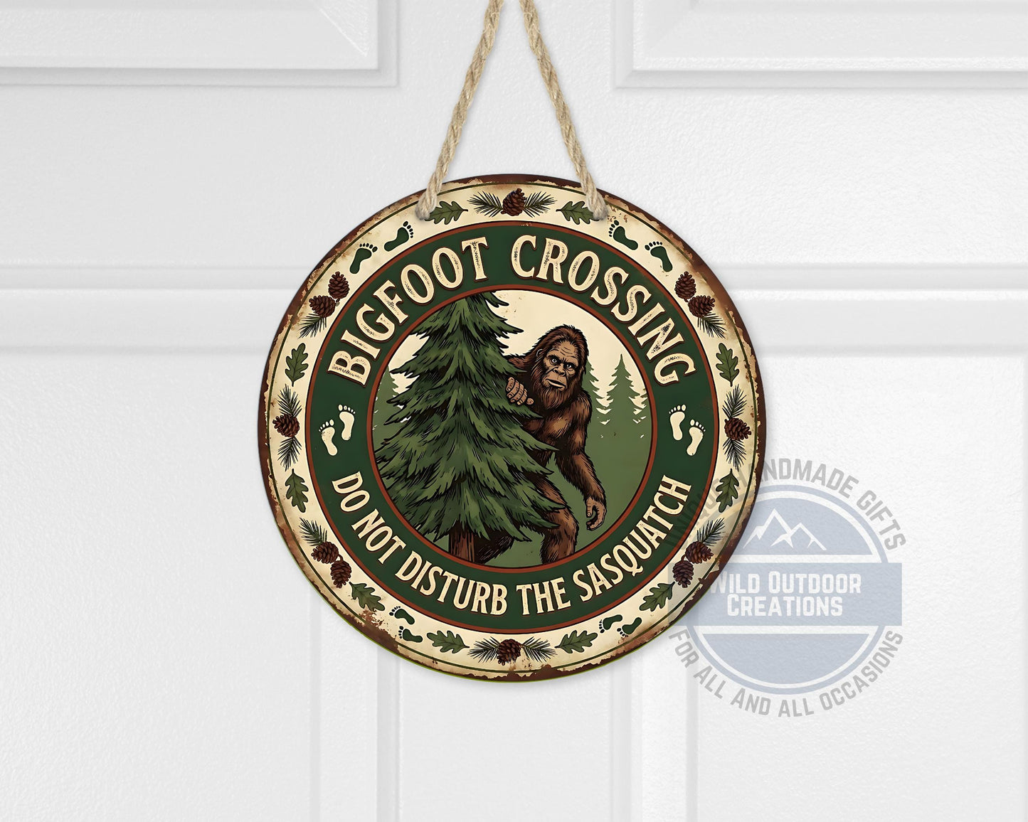 Bigfoot Crossing Sign - Rustic Cabin Decor | Weather Resistant Outdoor Porch Sign