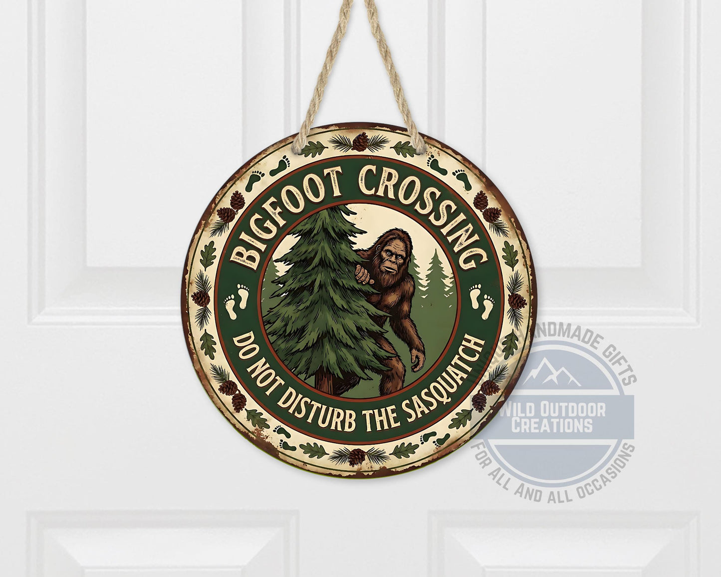 Bigfoot Crossing Sign - Rustic Cabin Decor | Weather Resistant Outdoor Porch Sign