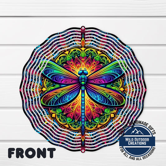 Dragonfly Wind Spinner - Vibrant Rainbow Neon Garden Decor With 360 Degree Swivel