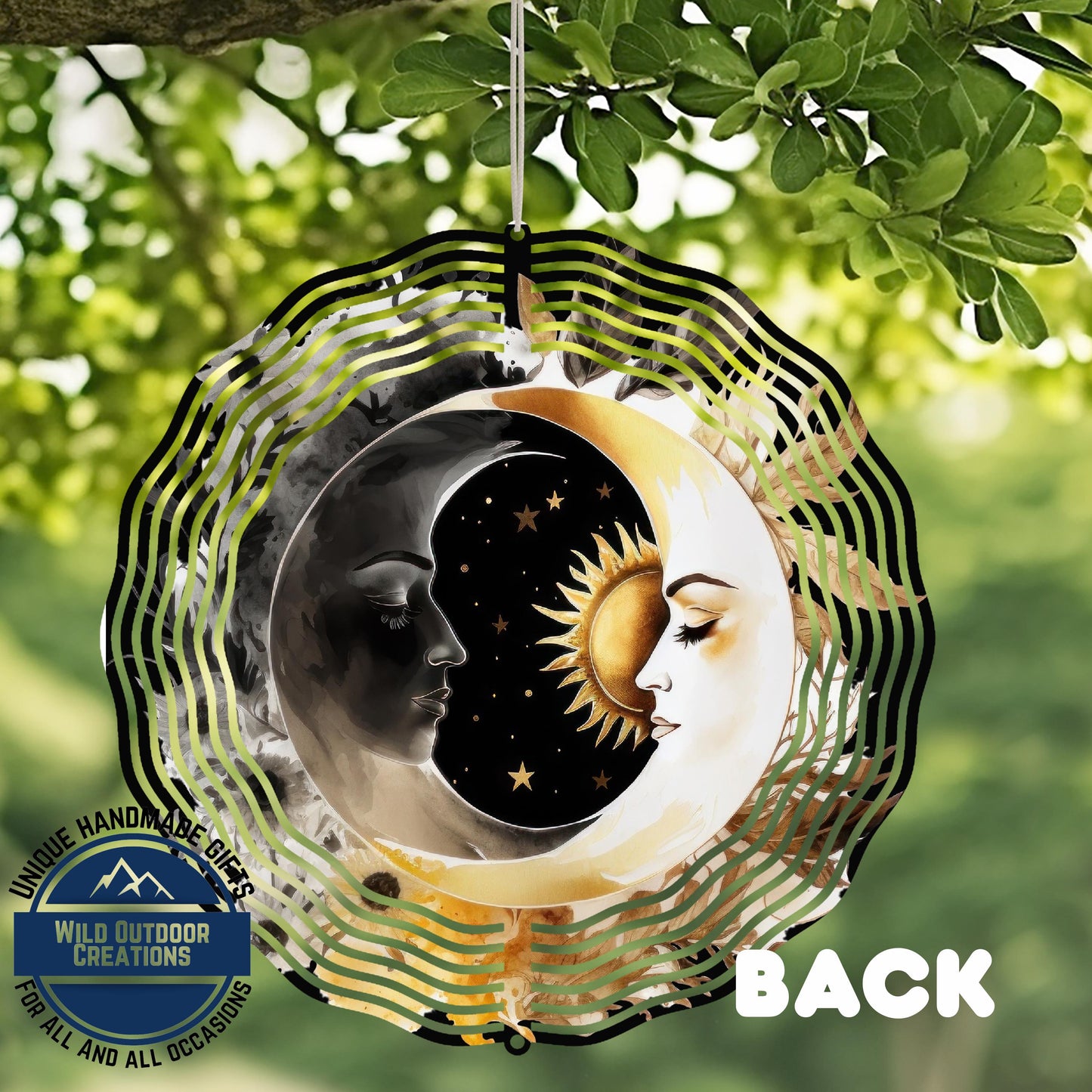 Sun Moon Wind Spinner – Aluminum Double-Sided Celestial Garden Decor Gift