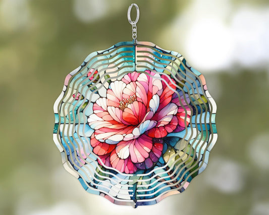Alabama State Flower Art Wind Spinner, Colorful Camellia Flower Garden Art, Unique Gifts for Alabama Lover, State Pride Kinetic Art, Patio