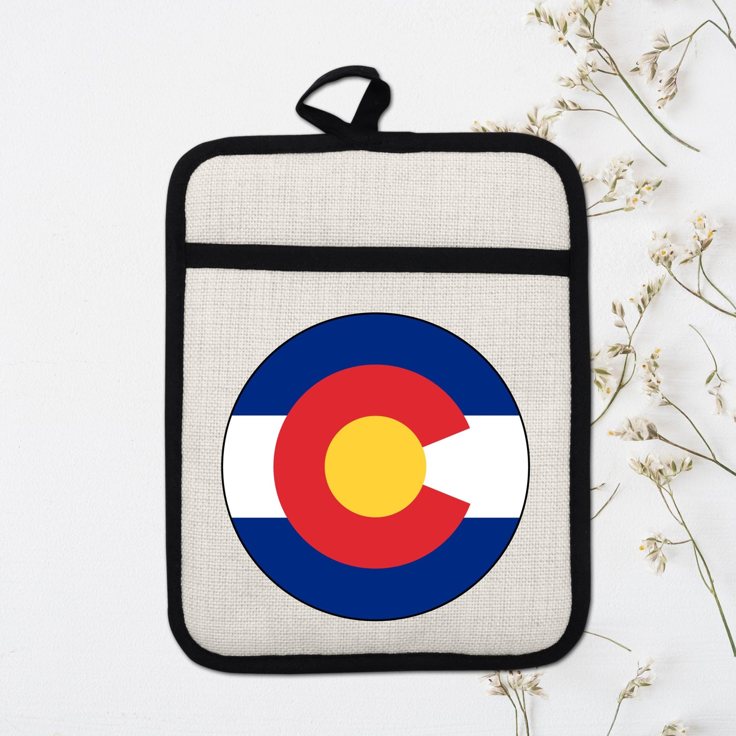 Colorado State Flag Pot Holder – Durable Linen & Silicone Kitchen Grip 9x7 Inches