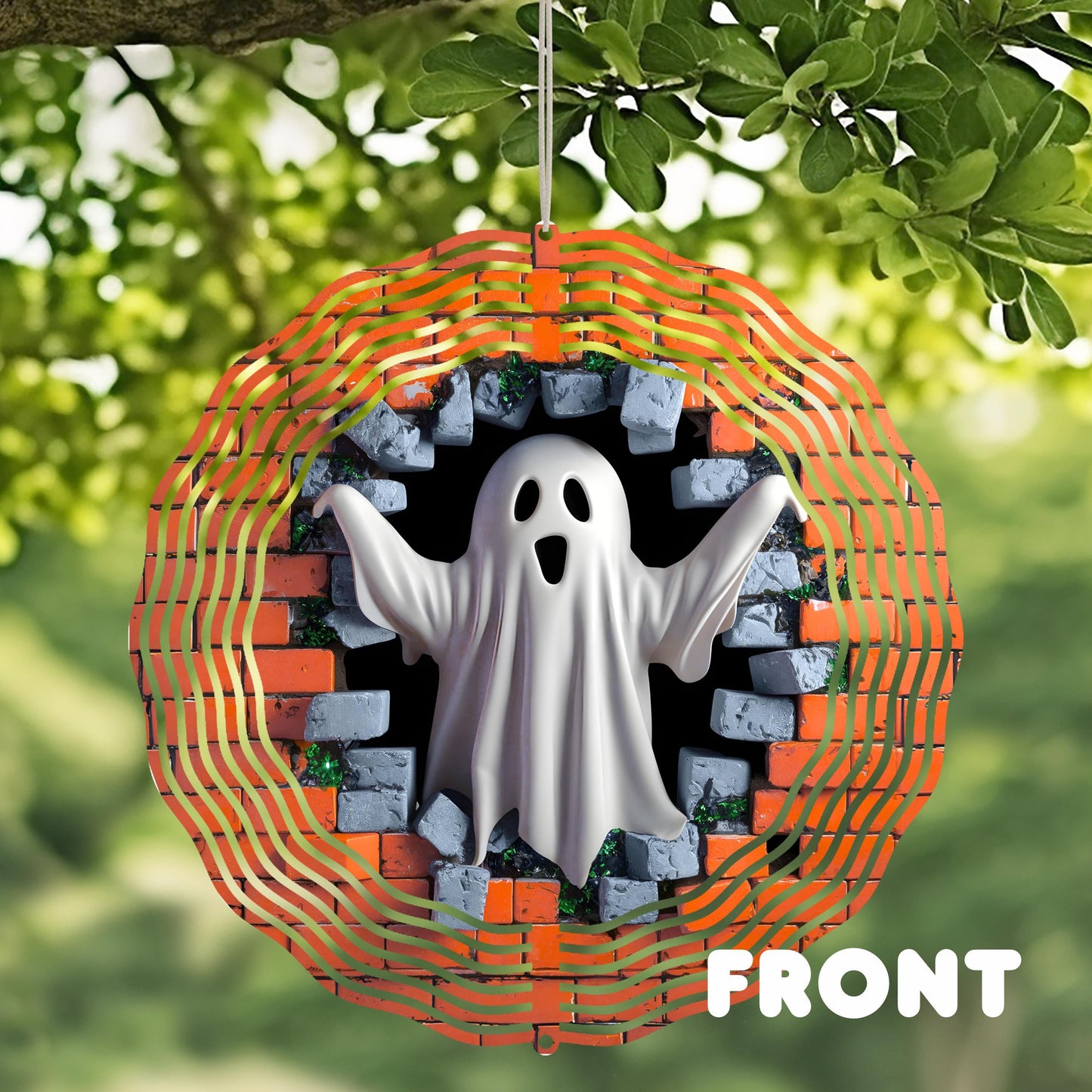 3D Ghost Wind Spinner for Outdoor Garden Decor - 10x10 Inch UV Protected 360 Rotation Perfect Spooky Season Gift with Heart Detail