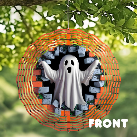 3D Ghost Wind Spinner for Outdoor Garden Decor - 10x10 Inch UV Protected 360 Rotation Perfect Spooky Season Gift with Heart Detail