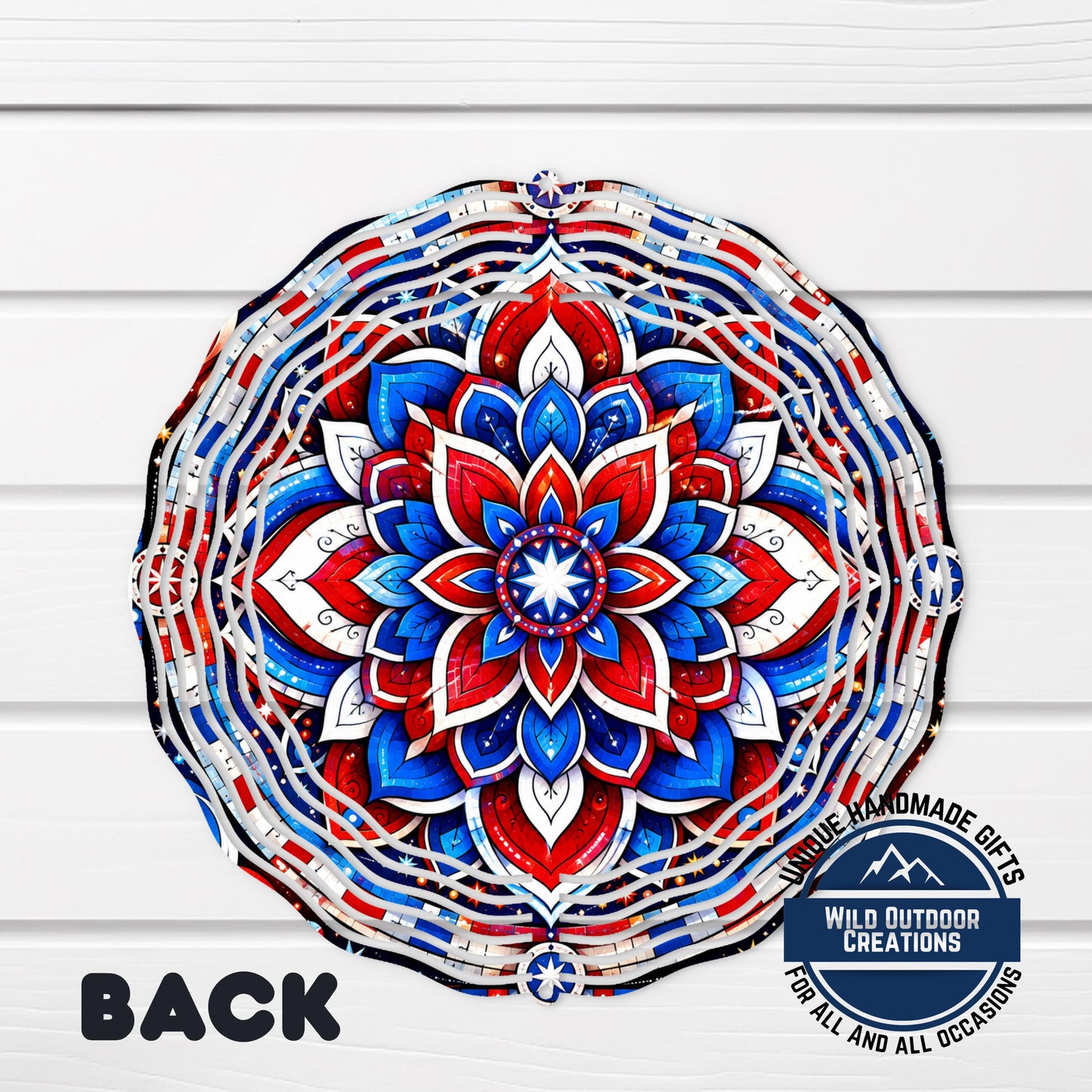 Mandala Wind Spinner: Red White Blue Patriotic Decor