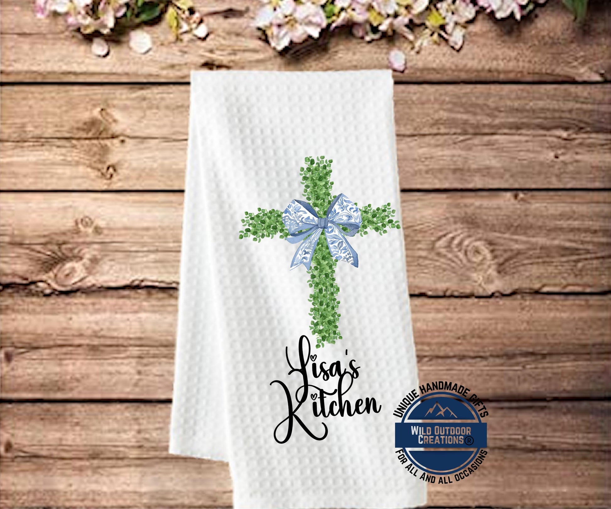Personalized Kitchen Towel - Custom Name Cross Waffle Weave Easter Gift - additional product photo 13
