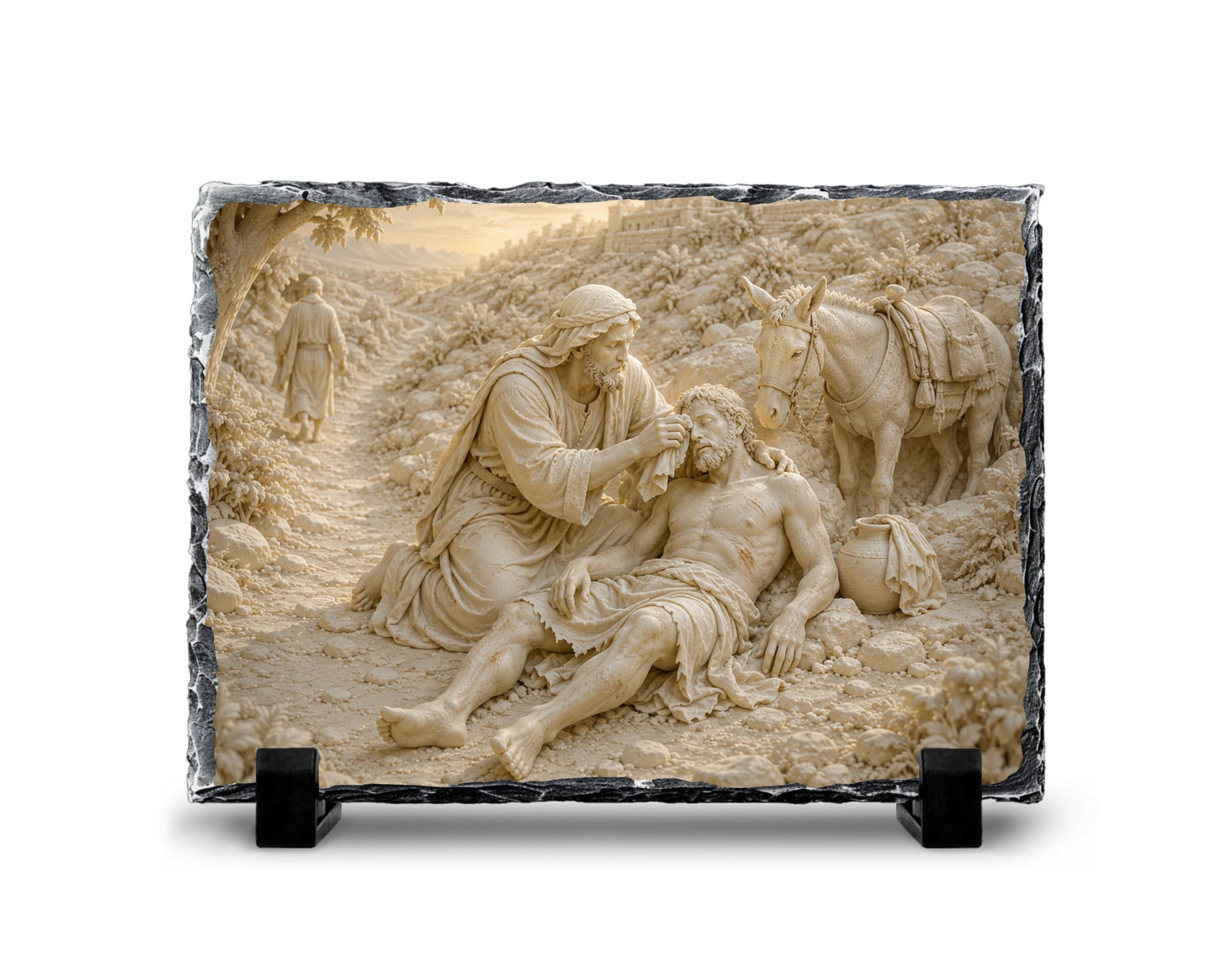 Good Samaritan Slate Plaque, Parable of Jesus Religious Decor, Christian Compassion Gift