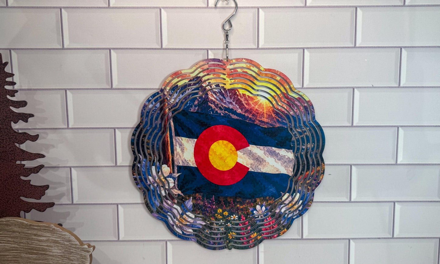 Colorado Flag Wind Spinner | 360 Swivel Indoor-Outdoor Accent Set