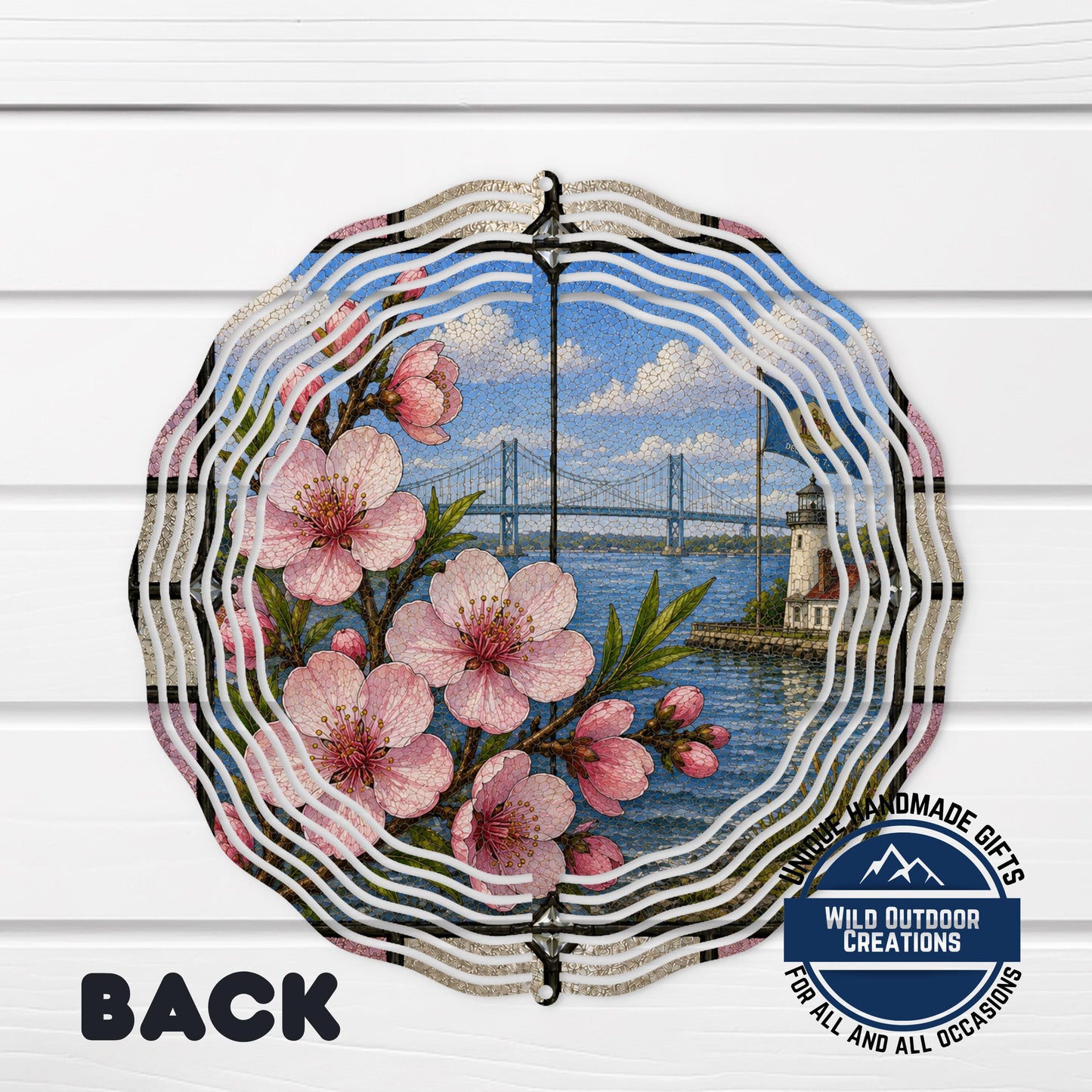 Peach Blossom Wind Spinner - Delaware State Flower Aluminum Outdoor Garden Decor