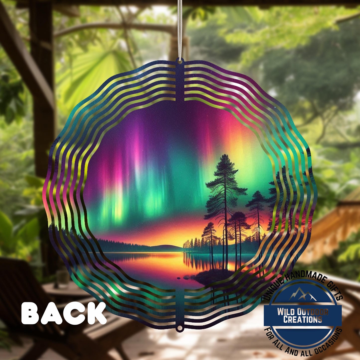 Aurora Borealis Wind Spinner - Double Sided Aluminum Garden Decor with 360 Degree Swivel