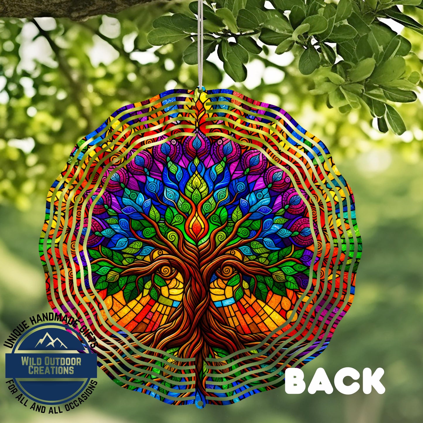 Rainbow Tree Wind Spinner Colorful Tree Of Life Aluminum Garden Decor Spinner