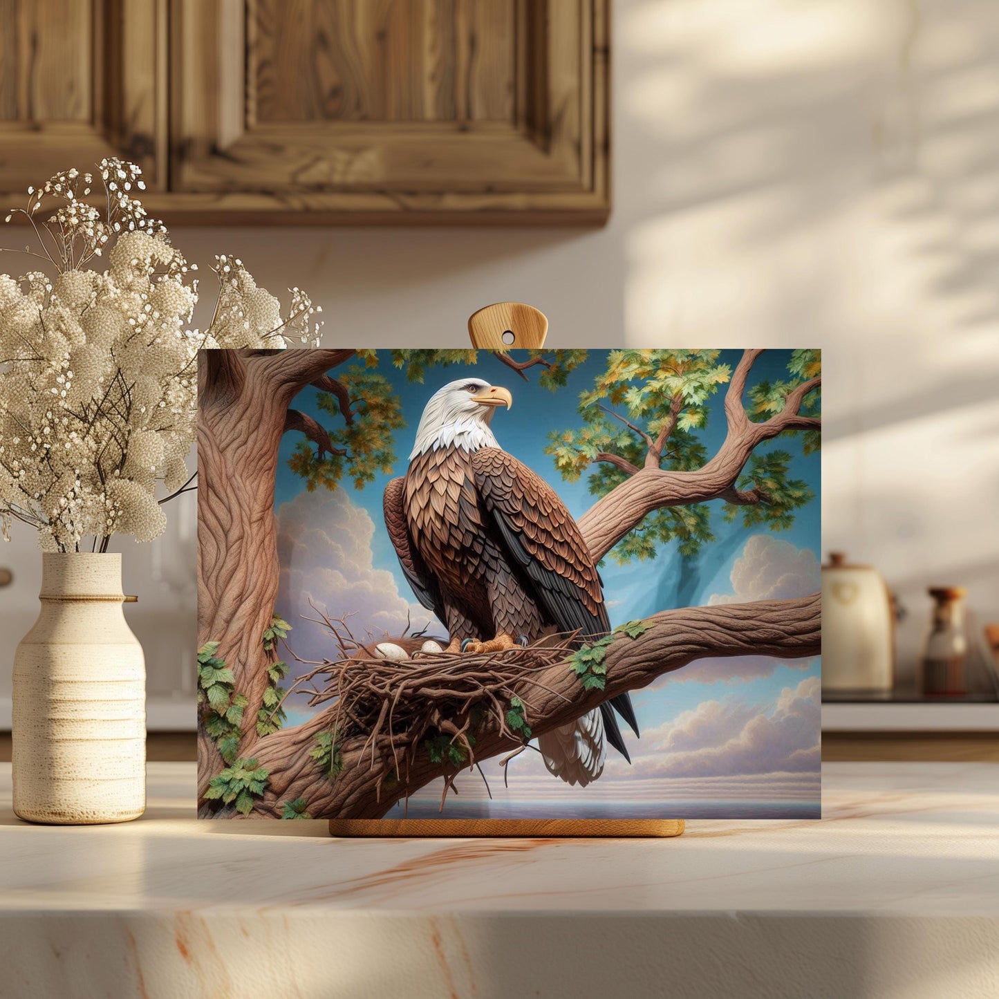 Bald Eagle Tempered Glass Cutting Board, Nature Inspired Glass Cutting Board