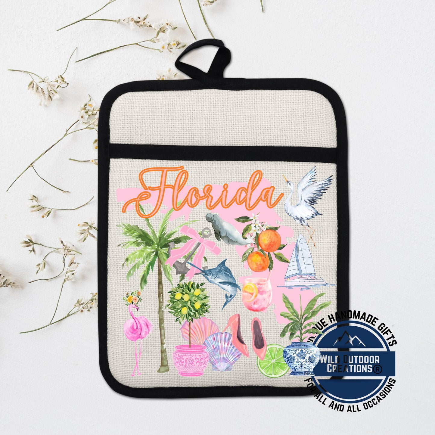Florida Pot Holder – Non Slip Silicone Pocket Potholder | Coastal Kitchen Gift - additional angle
