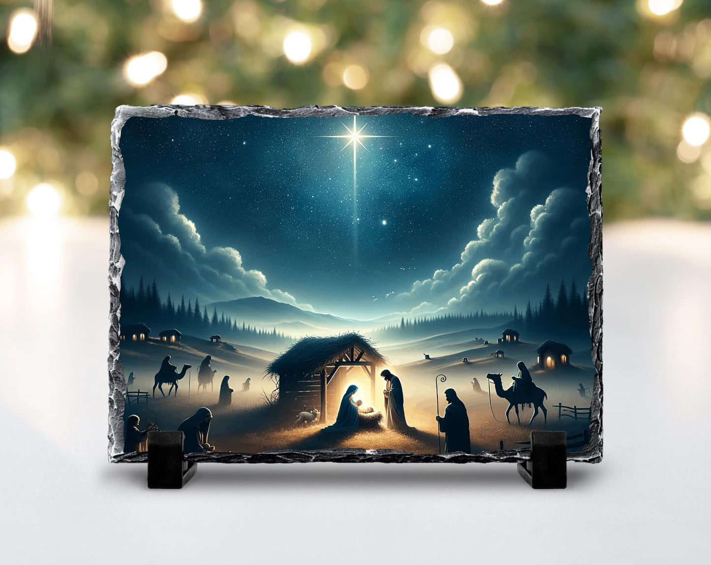 Nativity Scene Slate Art with Star Shepherds  Wisemen  Meaningful Religious Christmas Decor  Gift for the Home