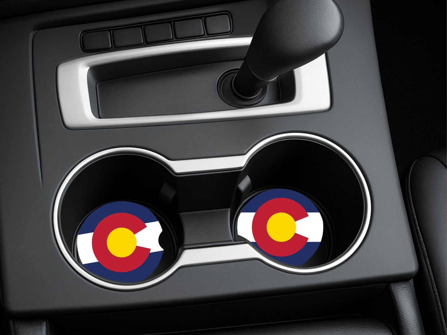 Colorado Circle Logo Sandstone Car Coasters, Unique Gifts for Him, Car Cup Holder