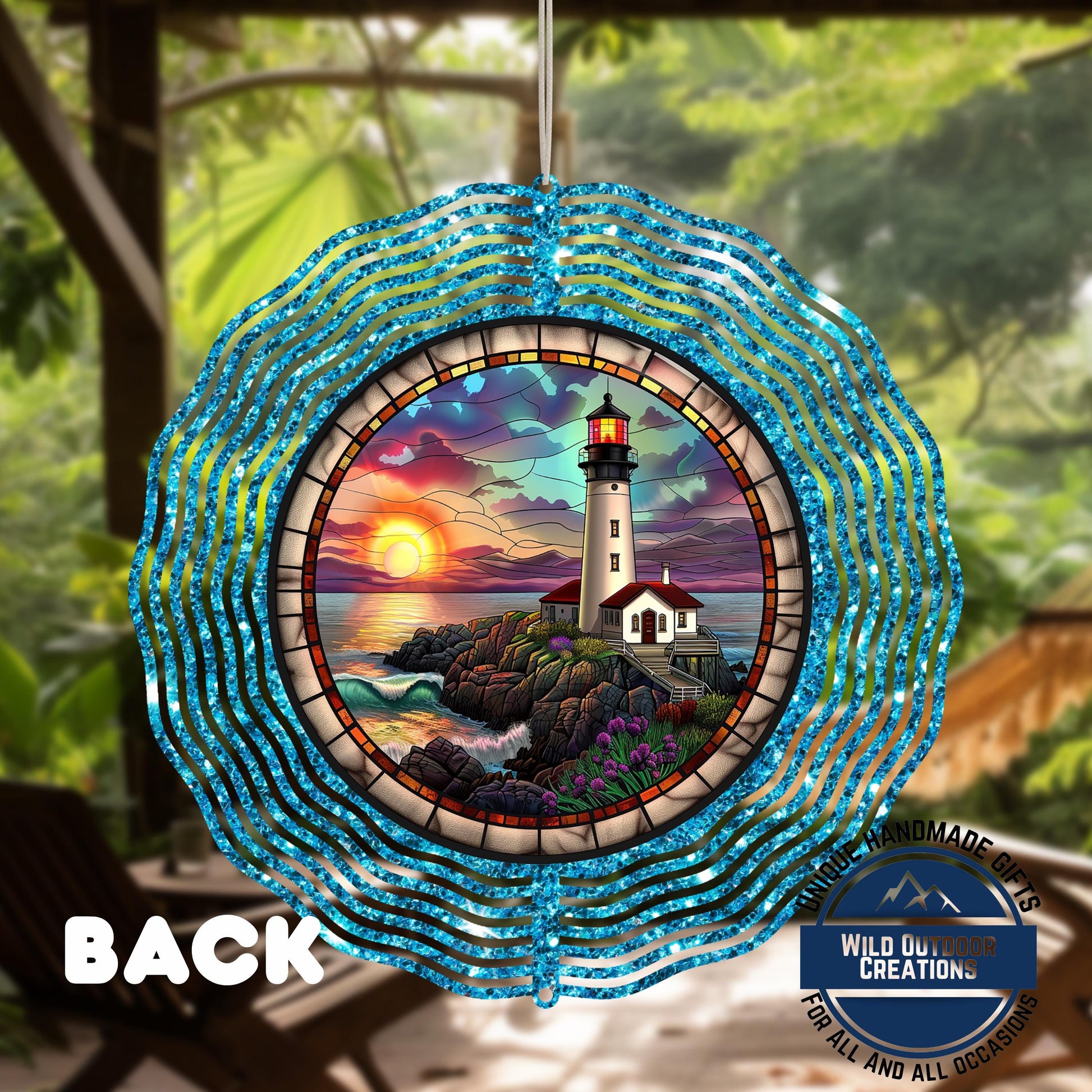 Lighthouse Wind Spinner - Double Sided Coastal Yard Art with 360 Swivel Hook - additional product photo 10