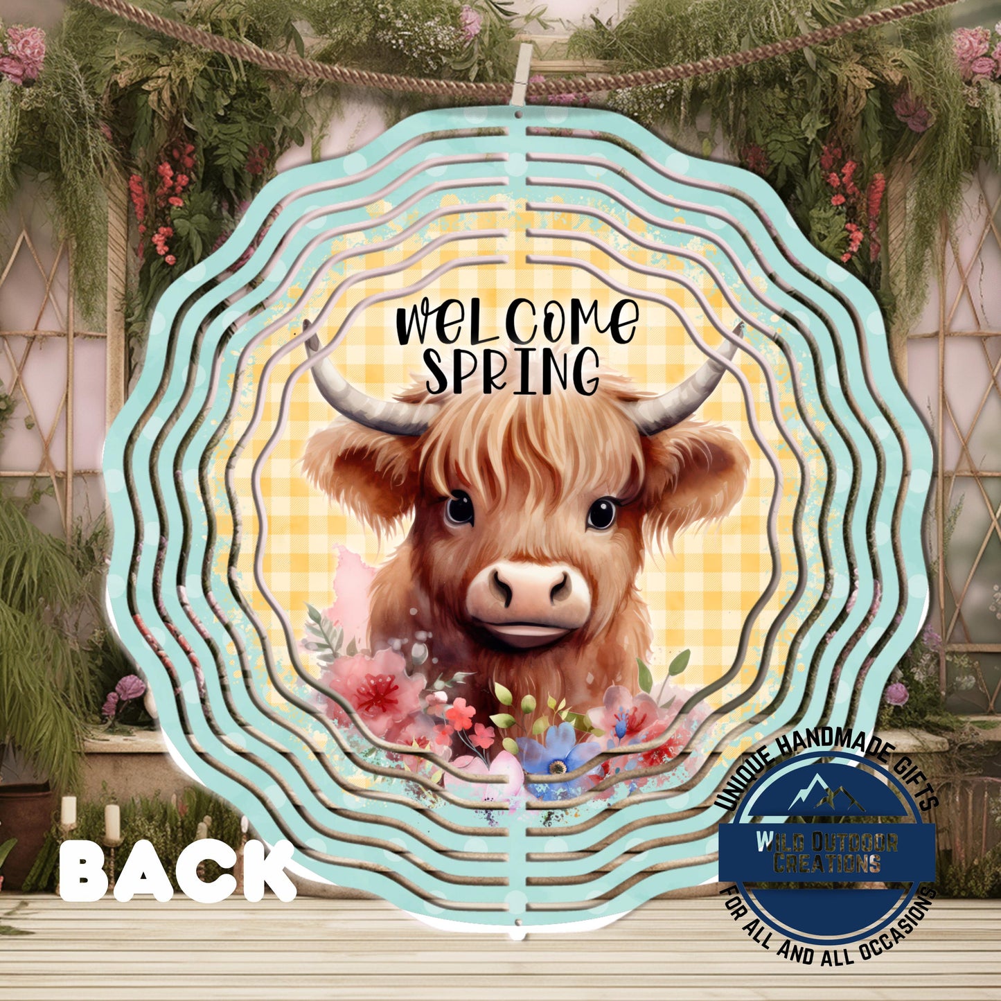 Highland Cow Spinner - Double Sided Outdoor Garden Decor with UV Protected Finish - additional product photo 13